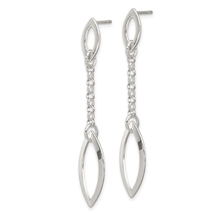 Sterling Silver Polished Marquise Shapes & Chain Post Dangle Earrings, view 2 of 4
