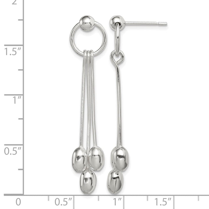 Sterling Silver Polished Multi-strand Oval Beaded Post Dangle Earrings, view 4 of 4