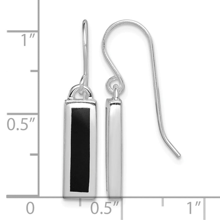 Sterling Silver Polished Onyx Bar Dangle 30 x 6 mm Earrings, view 4 of 4