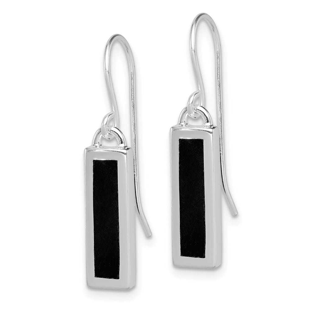 Sterling Silver Polished Onyx Bar Dangle 30 x 6 mm Earrings, view 2 of 4
