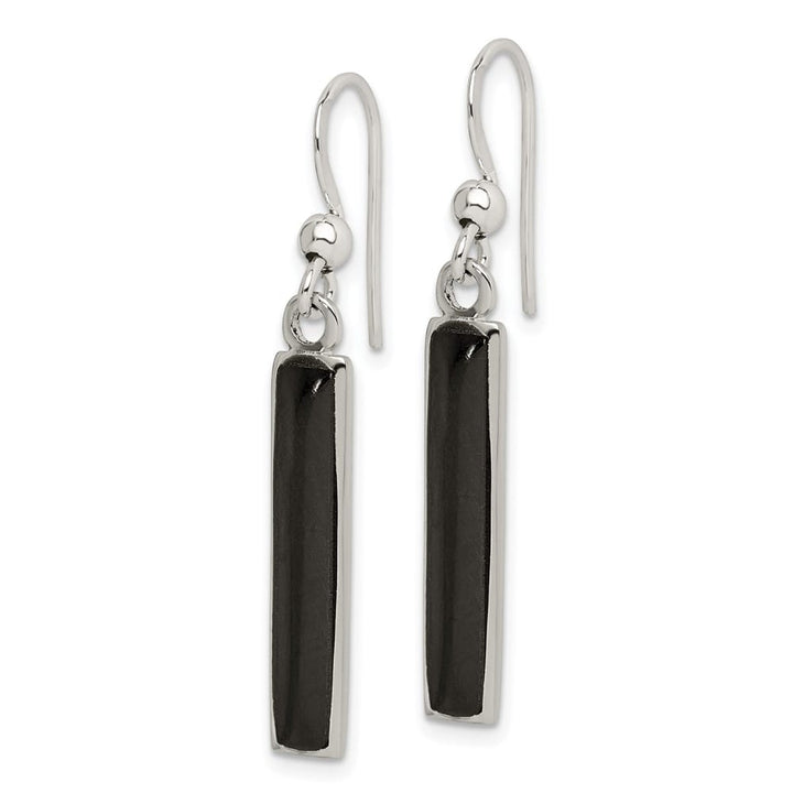 Sterling Silver Polished Onyx Bar Dangle 40 x 4 mm Earrings, view 2 of 4