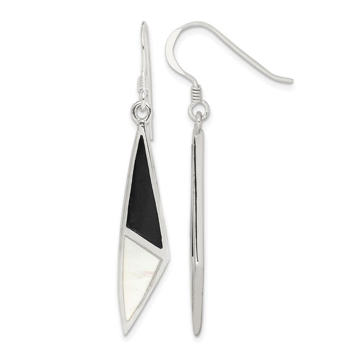Sterling Silver Polished Onyx & Mother of Pearl Dangle Earrings, view 1 of 4
