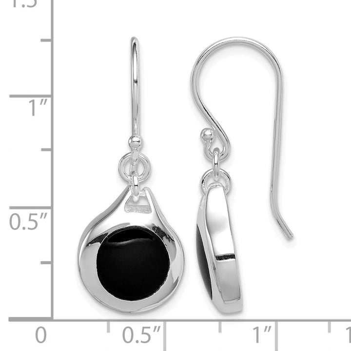 Sterling Silver Polished Onyx Teardrop Dangle 32 x 12 mm Earrings, view 4 of 4