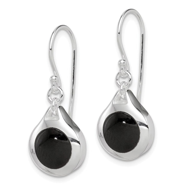 Sterling Silver Polished Onyx Teardrop Dangle 32 x 12 mm Earrings, view 2 of 4