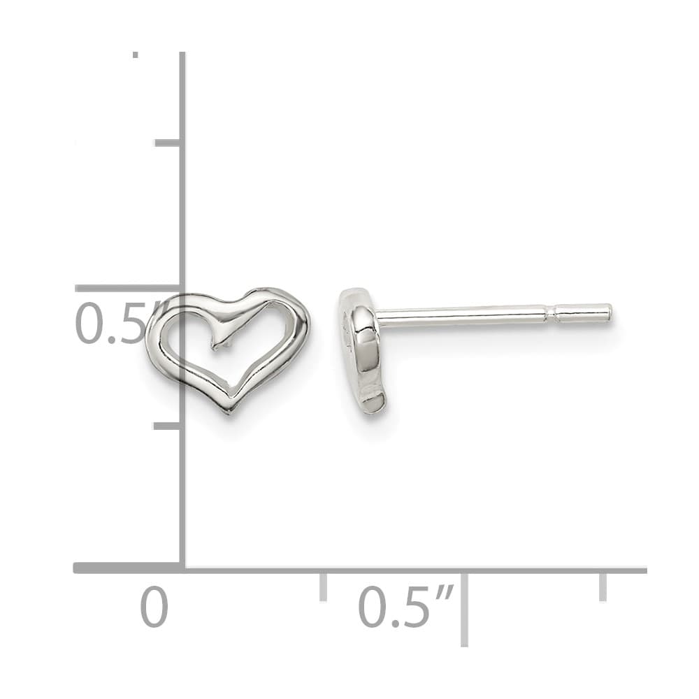 Sterling Silver Polished Open Heart Petite Post Earrings