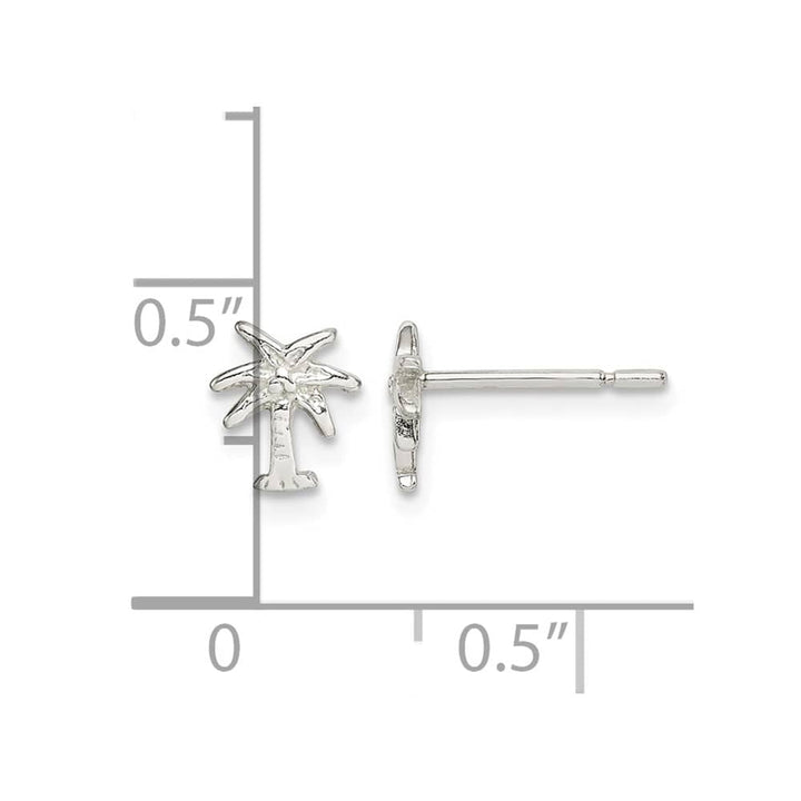 Sterling Silver Polished Palm Tree Petite Post Earrings