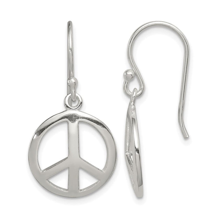 Sterling Silver Polished Peace Dangle Earrings, view 1 of 4