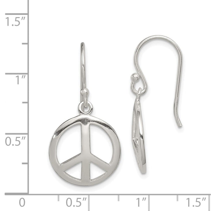 Sterling Silver Polished Peace Dangle Earrings, view 4 of 4