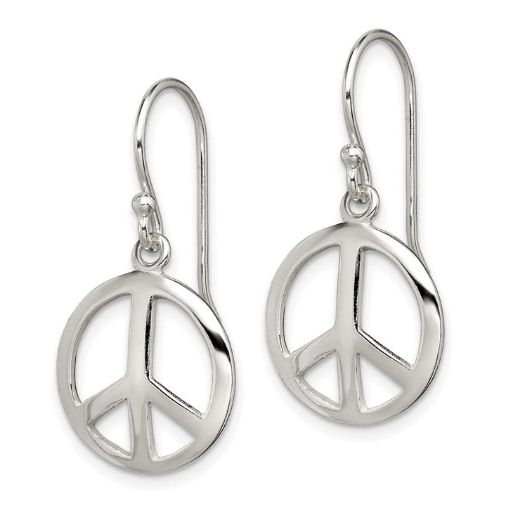Sterling Silver Polished Peace Dangle Earrings, view 2 of 4
