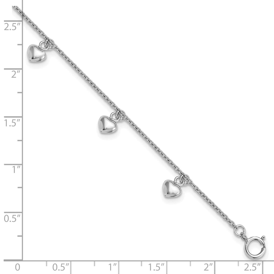 Sterling Silver Polished Petite Hearts Bracelet