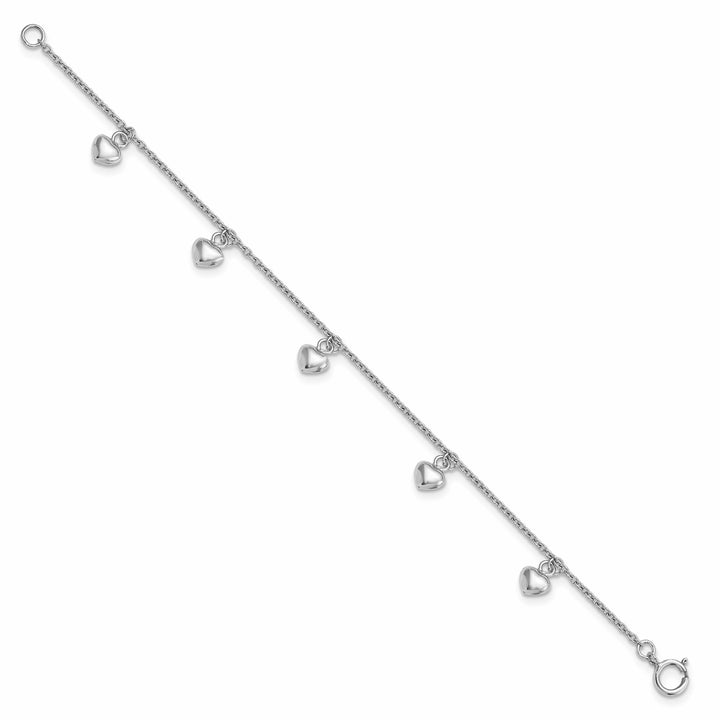 Sterling Silver Polished Petite Hearts Bracelet