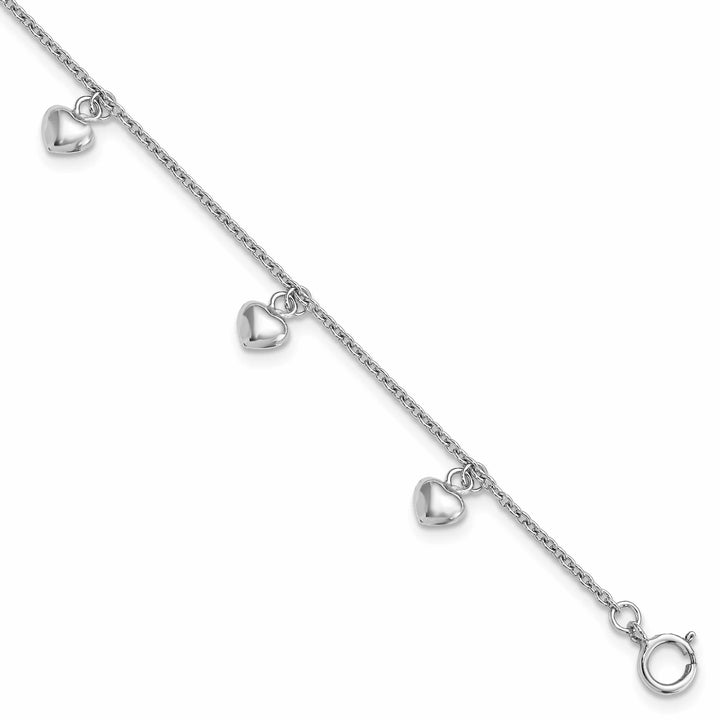 Sterling Silver Polished Petite Hearts Bracelet