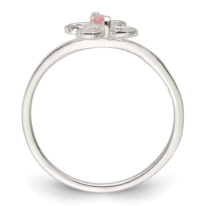 Sterling Silver Polished Pink CZ Butterfly Ring