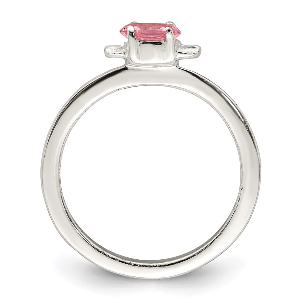 Sterling Silver Polished Pink CZ Candy Ring
