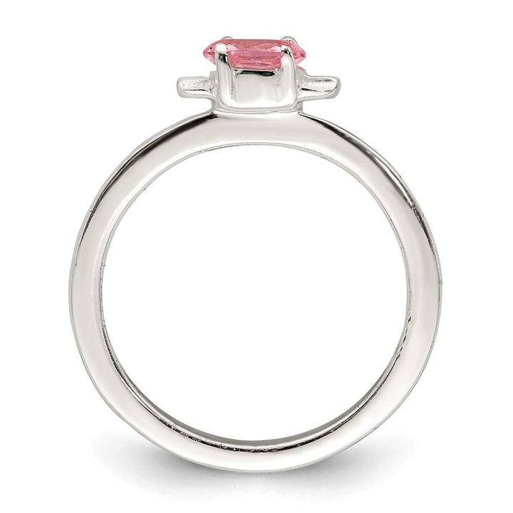 Sterling Silver Polished Pink CZ Candy Ring