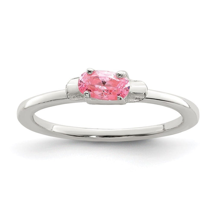 Sterling Silver Polished Pink CZ Candy Ring