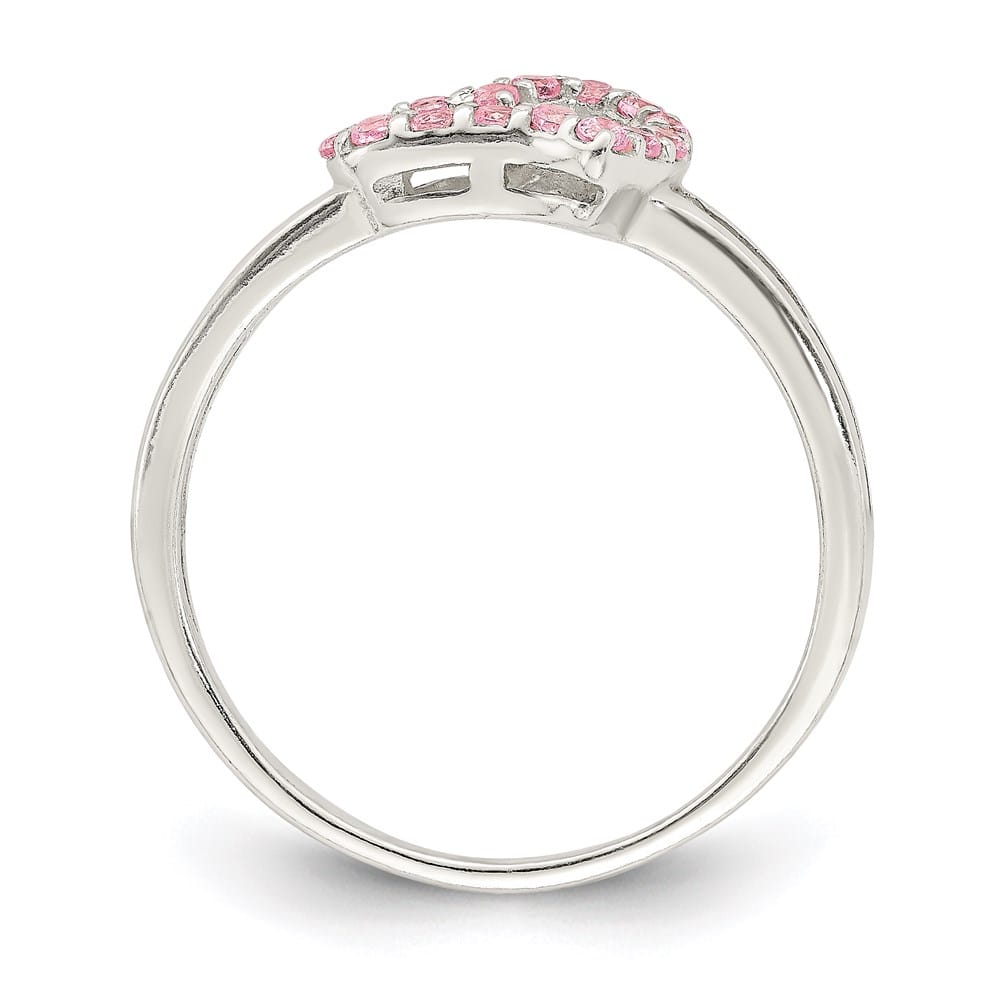 Sterling Silver Polished Pink CZ Heart Ring Ladies Stock Size 8 Ring Are Refundable