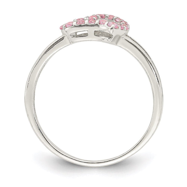 Sterling Silver Polished Pink CZ Heart Ring Ladies Stock Size 8 Ring Are Refundable