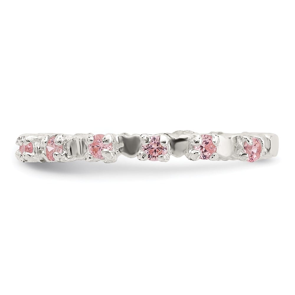 Sterling Silver Polished Pink CZ Ring