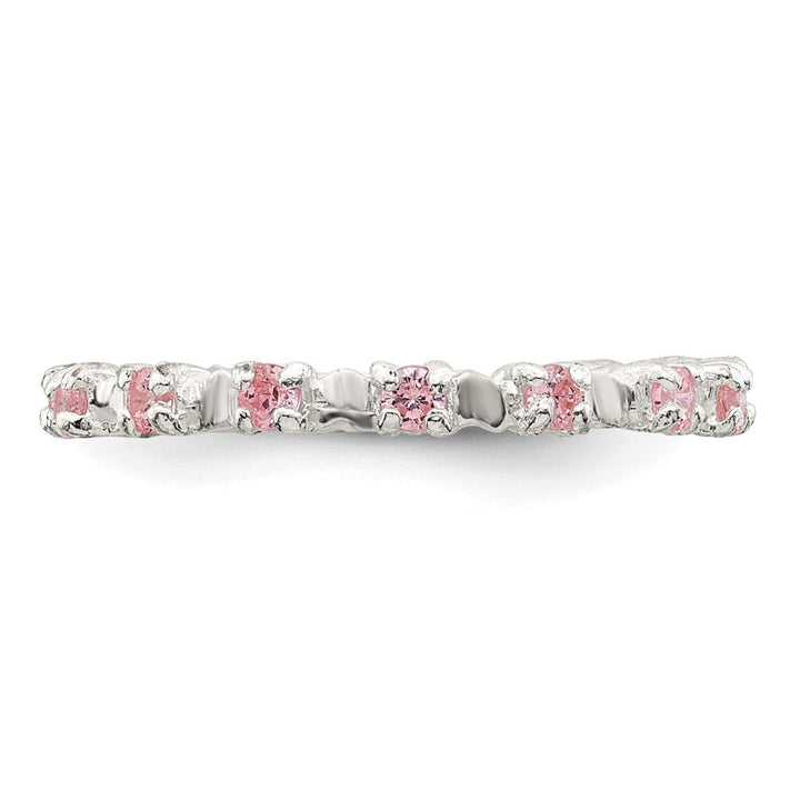 Sterling Silver Polished Pink CZ Ring