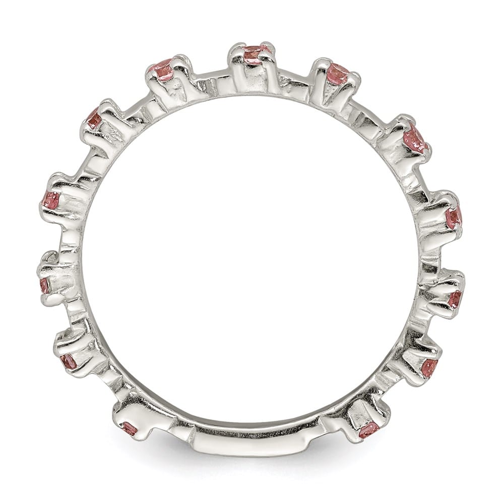 Sterling Silver Polished Pink CZ Ring