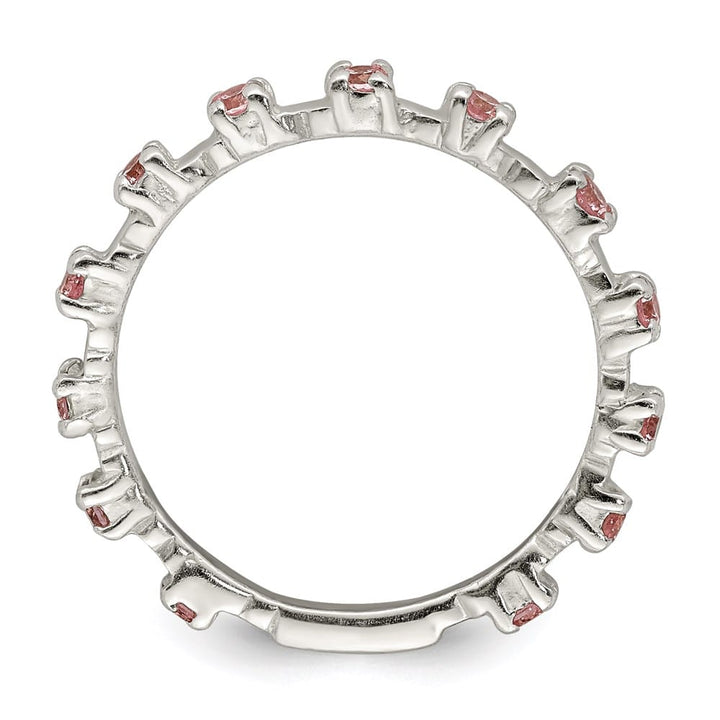 Sterling Silver Polished Pink CZ Ring