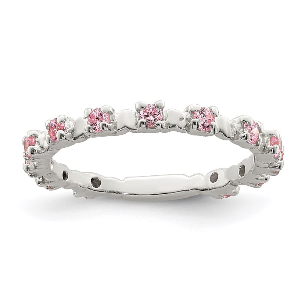 Sterling Silver Polished Pink CZ Ring