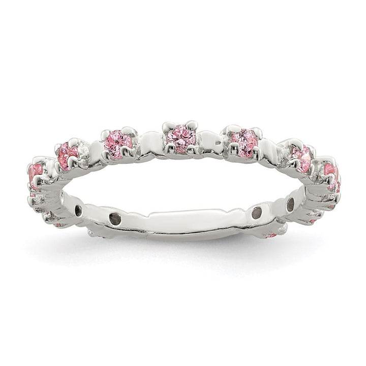 Sterling Silver Polished Pink CZ Ring