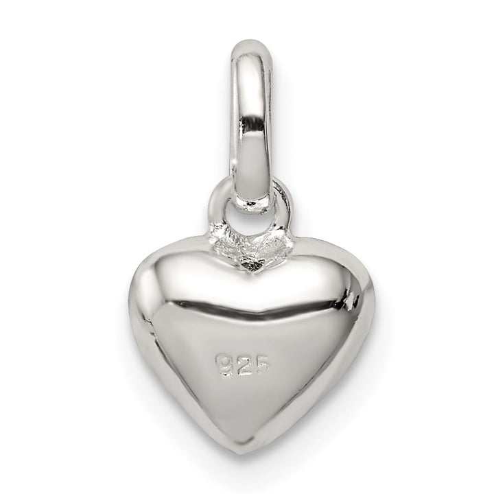 Sterling Silver Polished Pink Enamel Flower on Heart Pendant