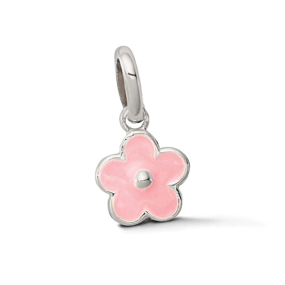 Sterling Silver Polished Pink Enameled Flower Children's Pendant