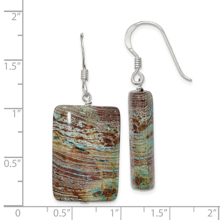 Sterling Silver Polished Rectangular Jasper Dangle Earrings, view 4 of 4