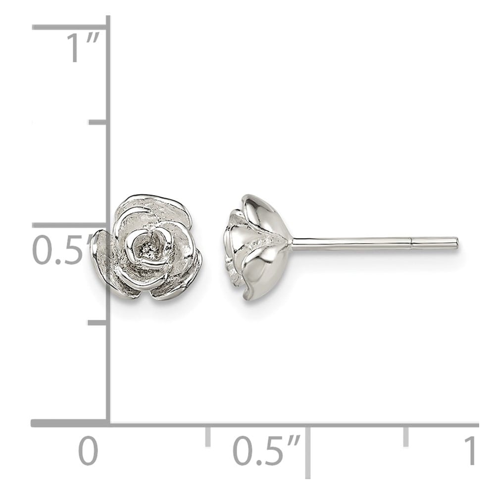 Sterling Silver Polished Rose Post Earrings, view 4 of 4