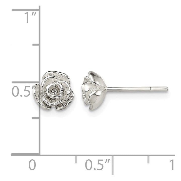 Sterling Silver Polished Rose Post Earrings, view 4 of 4