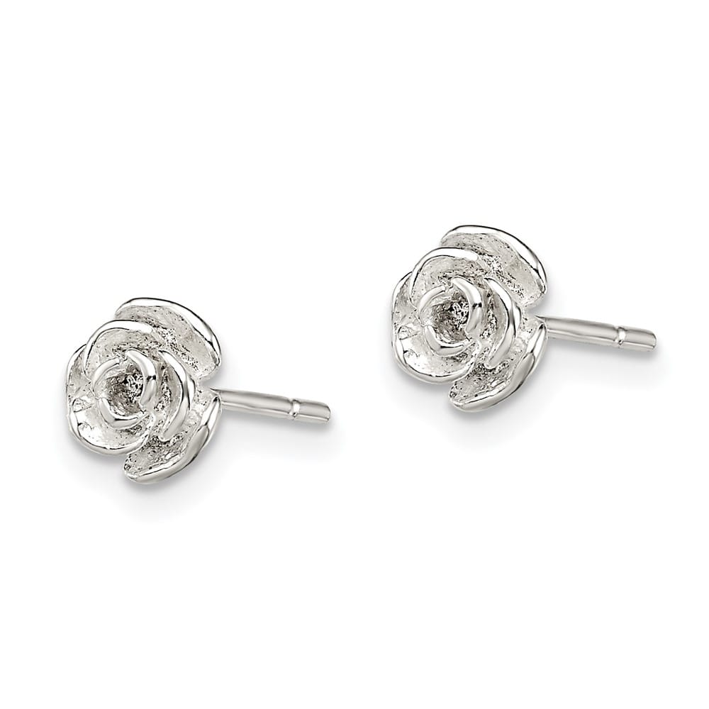 Sterling Silver Polished Rose Post Earrings, view 2 of 4