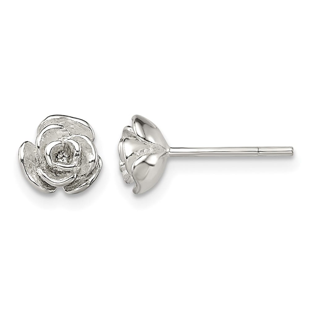 Sterling Silver Polished Rose Post Earrings, view 1 of 4