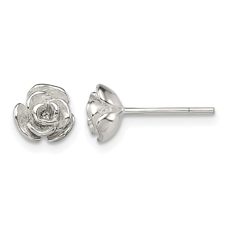 Sterling Silver Polished Rose Post Earrings, view 1 of 4