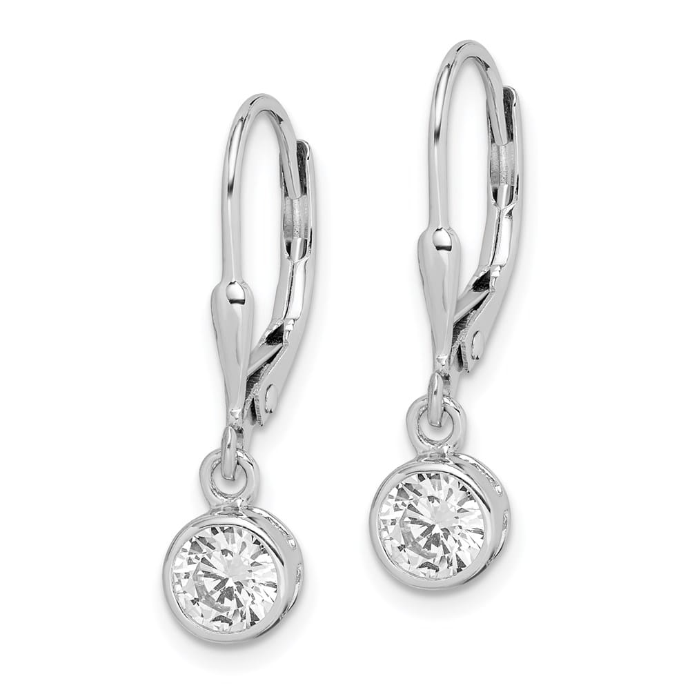 Sterling Silver Polished Round 5mm CZ Leverback Earrings, view 2 of 4