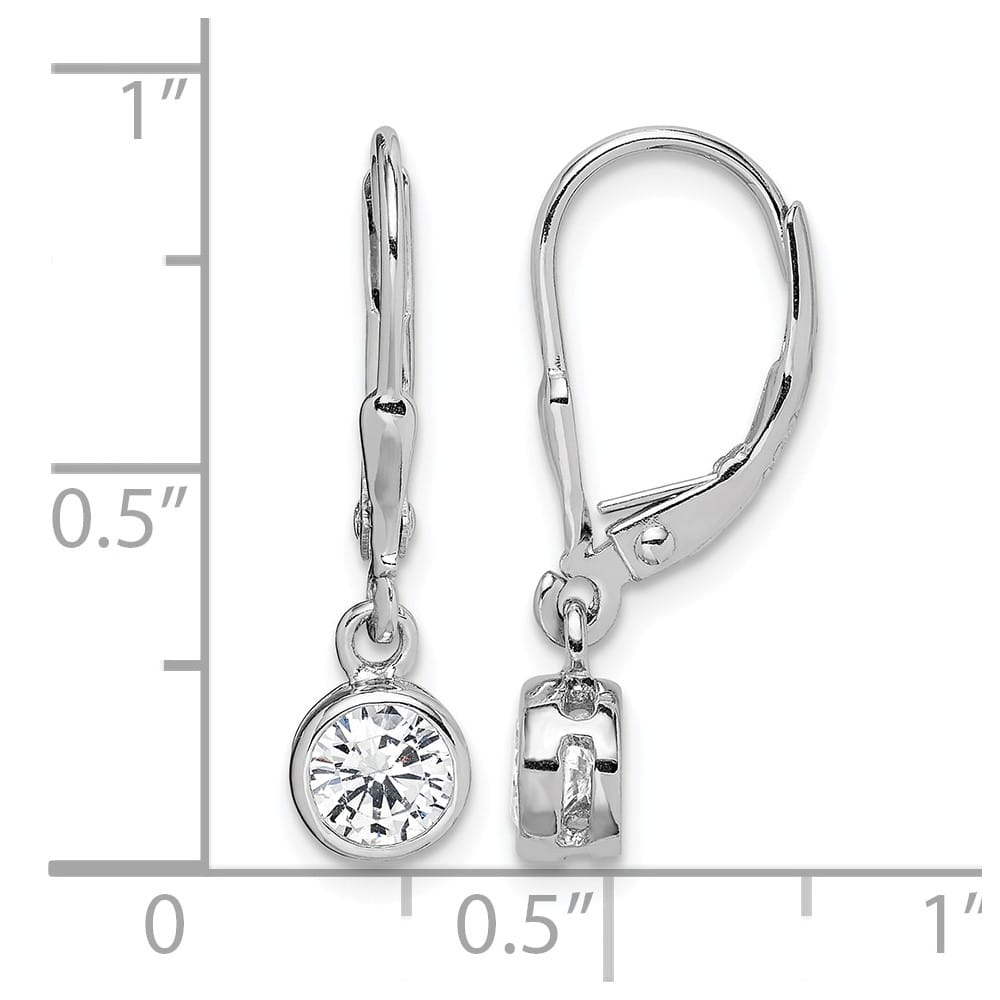 Sterling Silver Polished Round 5mm CZ Leverback Earrings, view 4 of 4