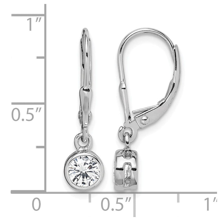 Sterling Silver Polished Round 5mm CZ Leverback Earrings, view 4 of 4