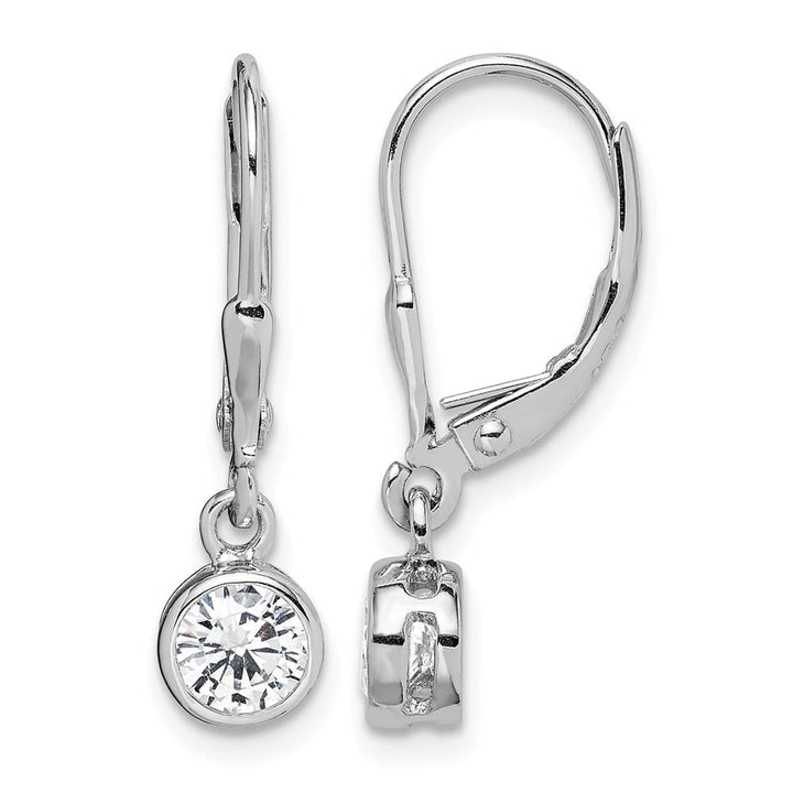 Sterling Silver Polished Round 5mm CZ Leverback Earrings, view 1 of 4