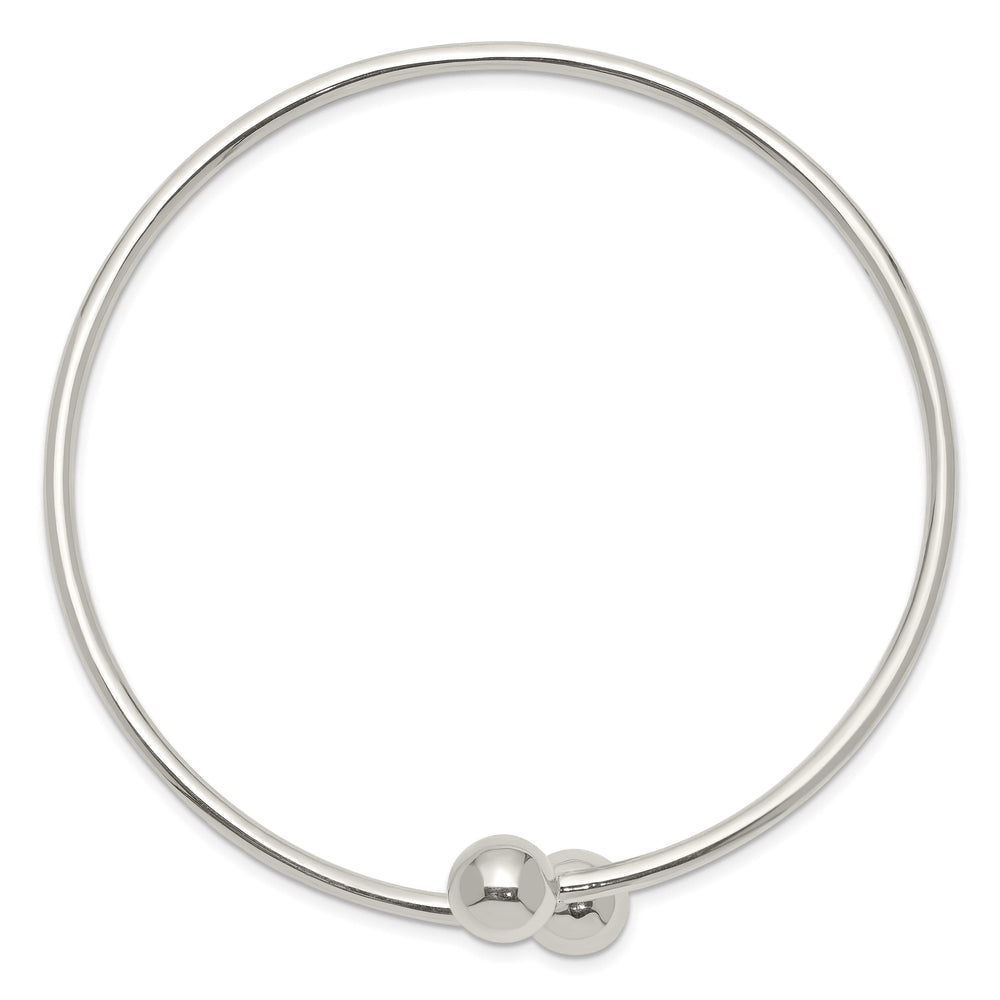 Sterling Silver Polished Round Ends Flexible Bangle