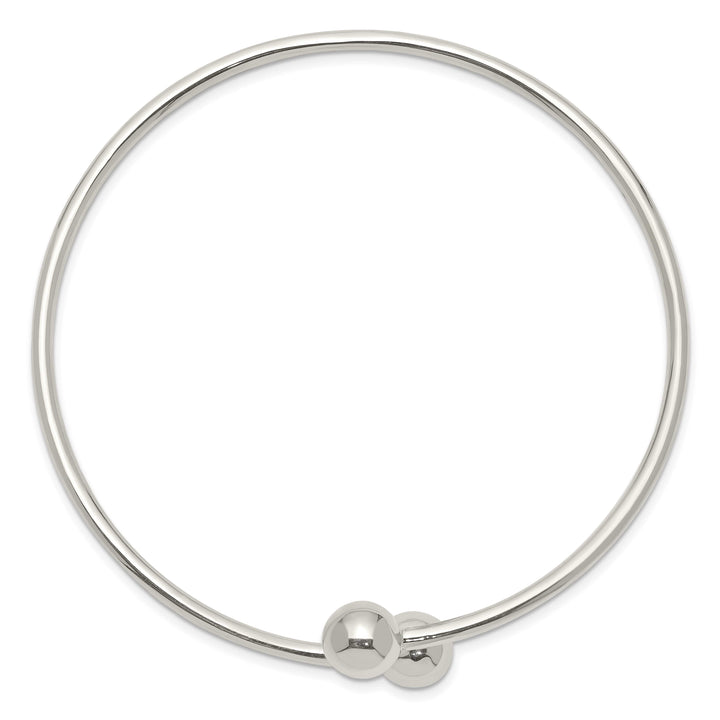 Sterling Silver Polished Round Ends Flexible Bangle