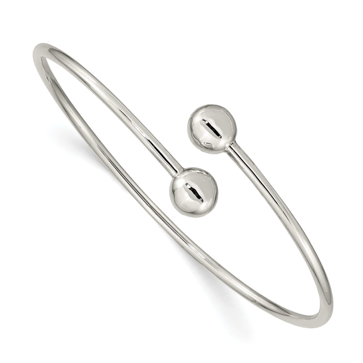 Sterling Silver Polished Round Ends Flexible Bangle