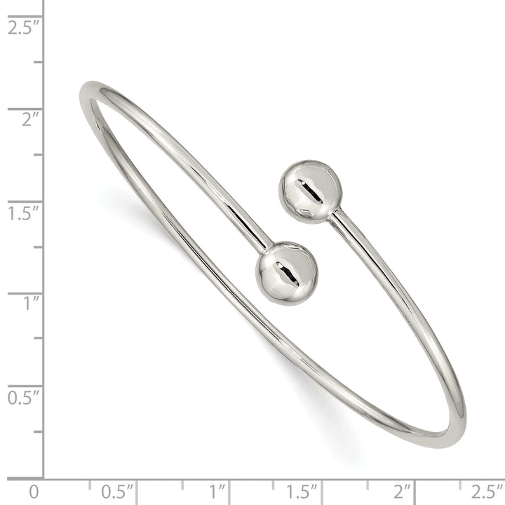 Sterling Silver Polished Round Ends Flexible Bangle