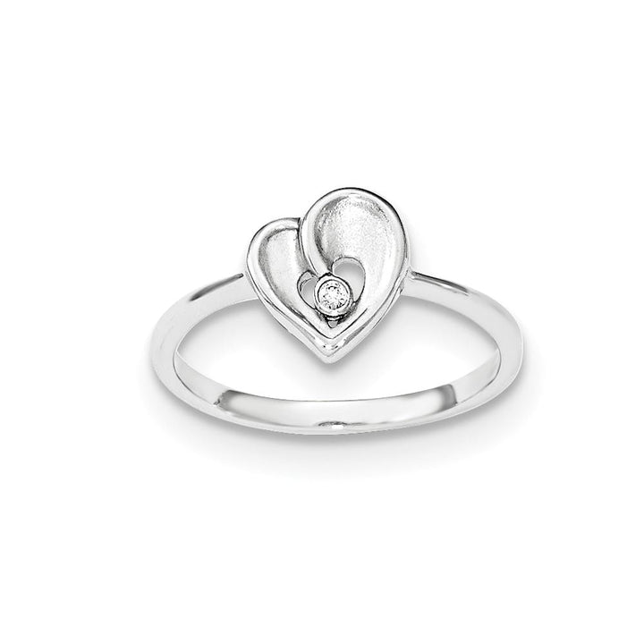 Sterling Silver Polished & Sandblast CZ Heart Ring Ladies Stock Size 8 Ring Are Refundable
