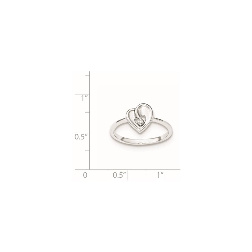 Sterling Silver Polished & Sandblast CZ Heart Ring Stock Size 8 Ring Are Refundable