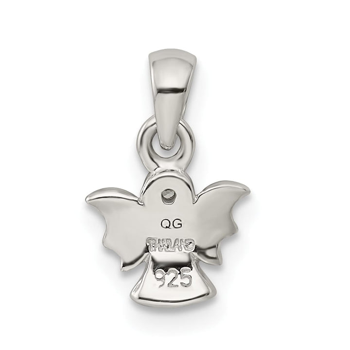 Sterling Silver Polished/Satin CZ Angel Pendant