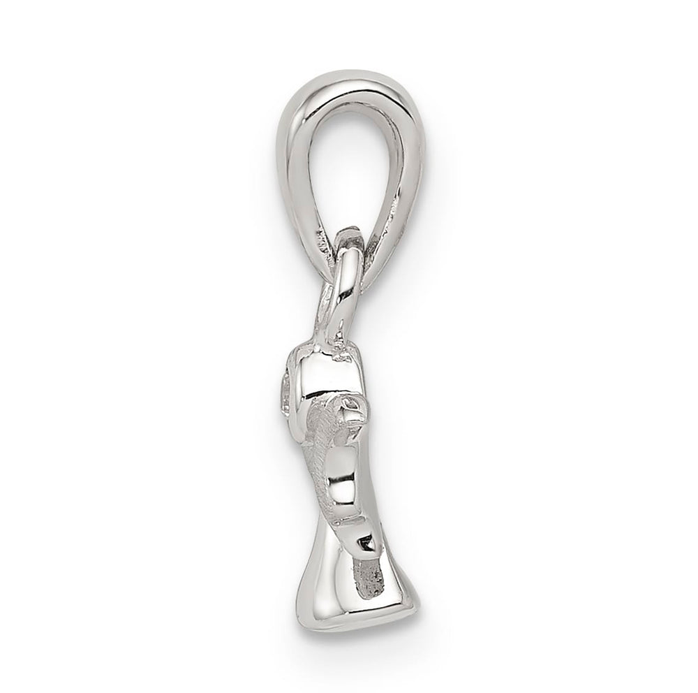 Sterling Silver Polished/Satin CZ Angel Pendant