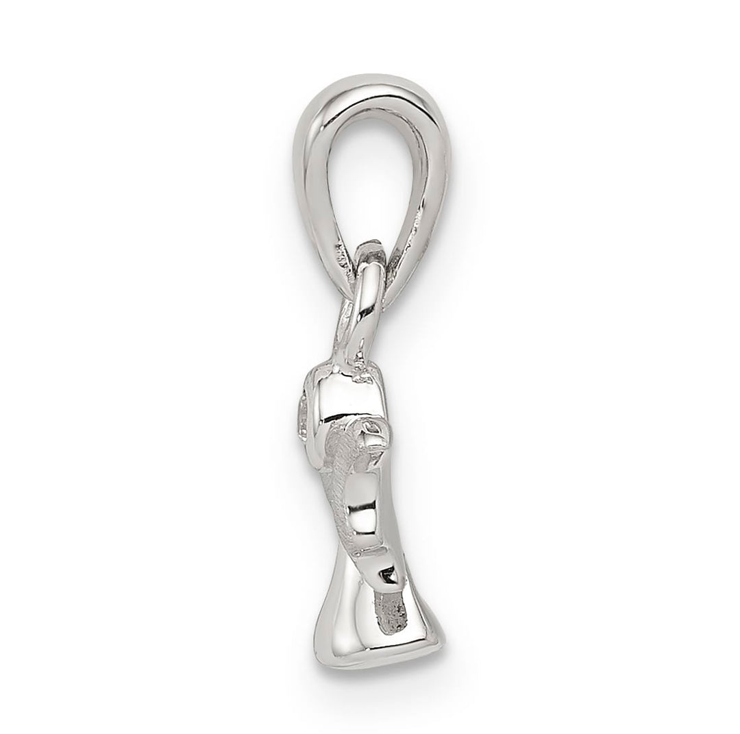 Sterling Silver Polished/Satin CZ Angel Pendant
