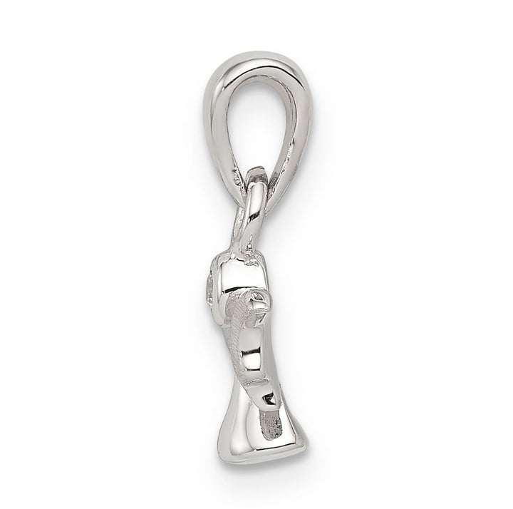 Sterling Silver Polished/Satin CZ Angel Pendant